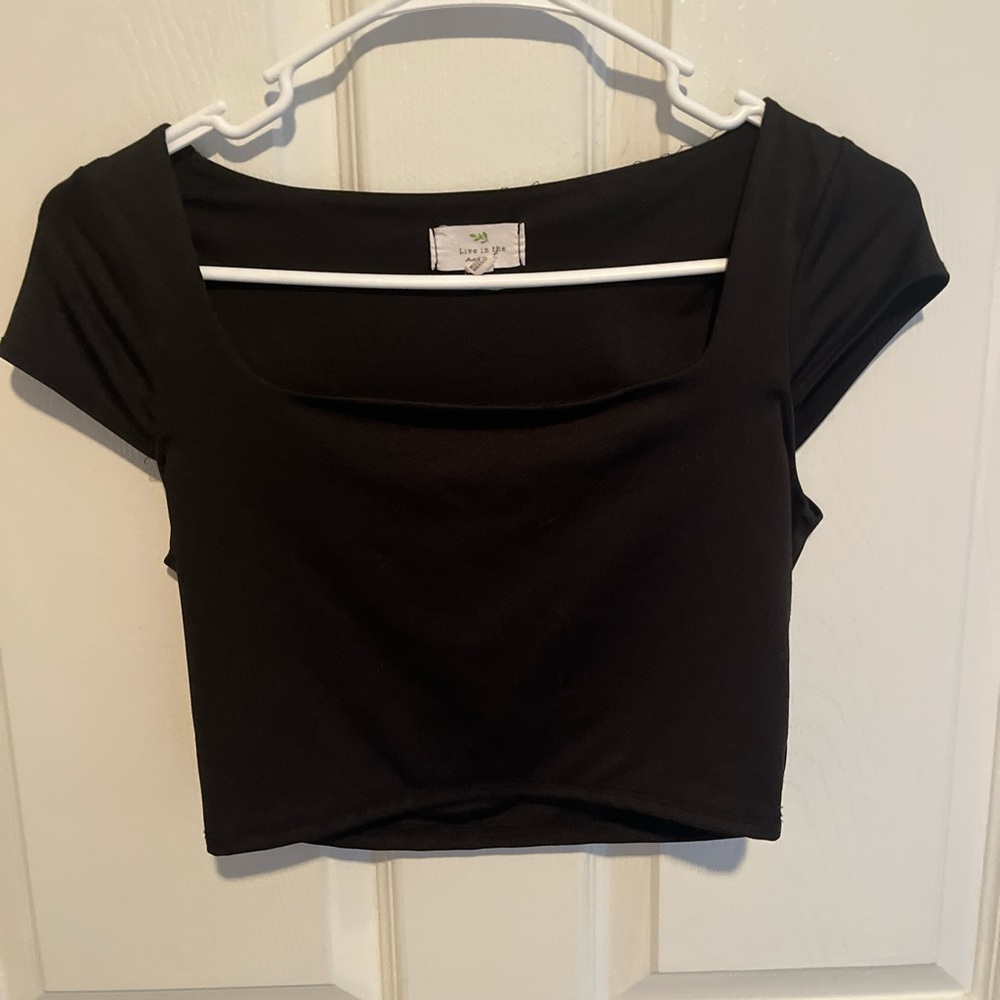 Black Square Neck Crop Top